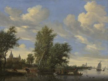 Salomon Van Ruysdael : Ferry on a River